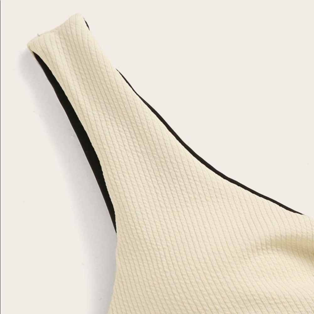 Two Tone Ribbed Knot Front Bikini Set - Picture 5 of 9